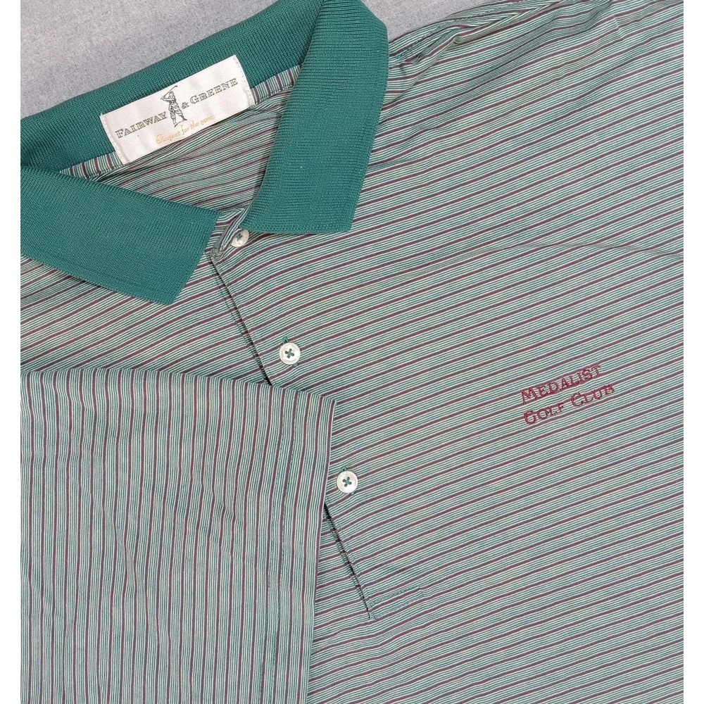 Fairway & Greene Mens L‎ Golf Polo Shirt Striped Medalist Club Peru Pima Cotton